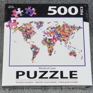 Jigsaw Puzzle World of Love 500 Piece Multicolor Hearts  Puzzle 24" w x 18" h
